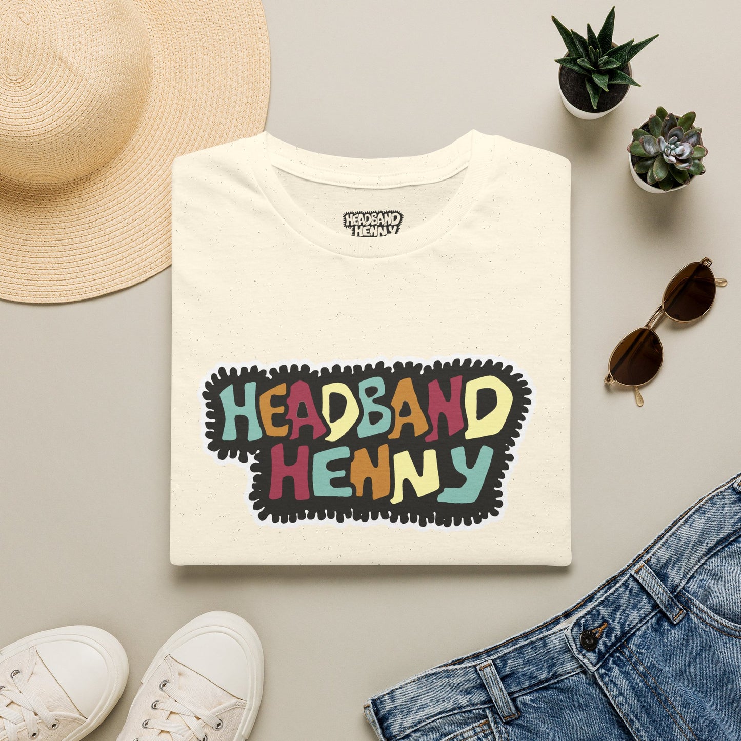Headband Henny Graphic T-Shirt — Retro Colorful Logo Tee